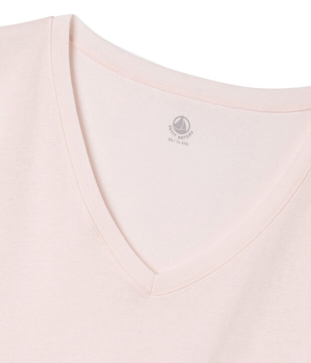 camiseta de manga corta con cuello en v de mujer FLEUR