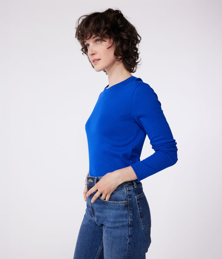 Camiseta Ic&oacute;nica lisa de algod&oacute;n para mujer azul