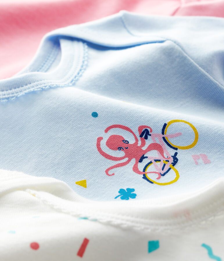 Juego de 3 bodis de manga larga para beb&eacute; ni&ntilde;a multicolor