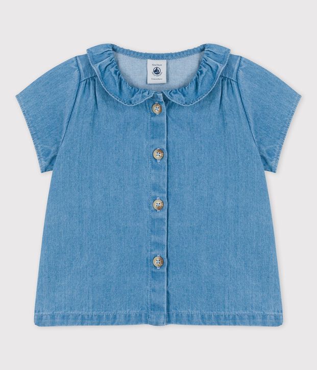 Blusa de tejido vaquero ligero ecol&oacute;gico para beb&eacute; azul