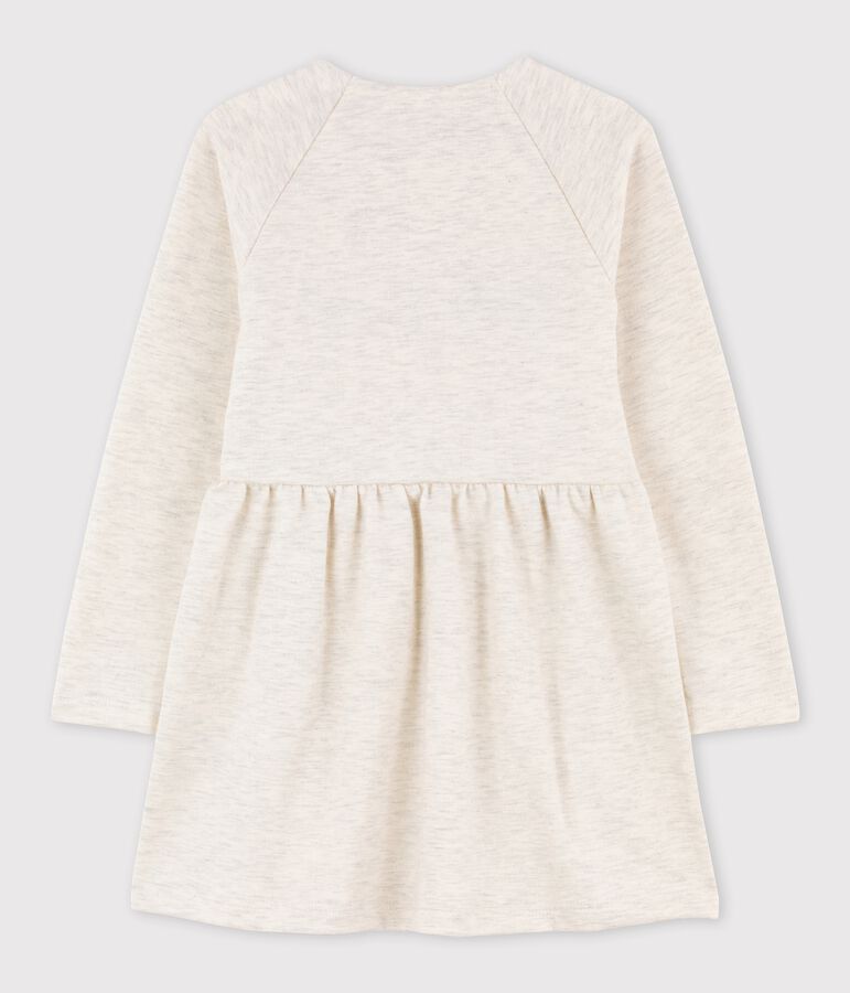 Vestido de manga larga en mulet&oacute;n para ni&ntilde;a beige