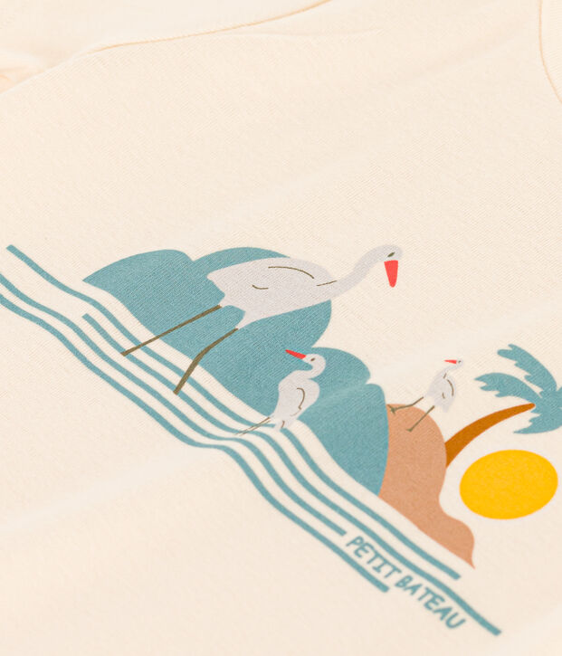 Camiseta estampada de algod&oacute;n para ni&ntilde;a crudo/multicolor