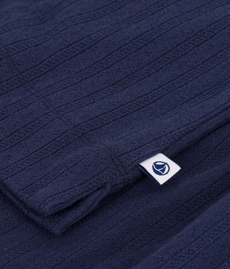 Pijama de manga corta de algod&oacute;n calado para mujer azul