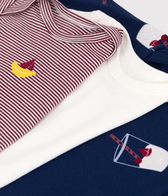 Juego de 3 bodis de bebé de algodón orgánico Tajinebanane x Petit Bateau variante 1