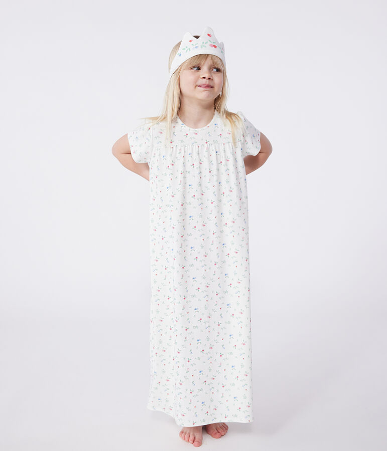 Camis&oacute;n disfraz y diadema infantil de algod&oacute;n blanco/multicolor