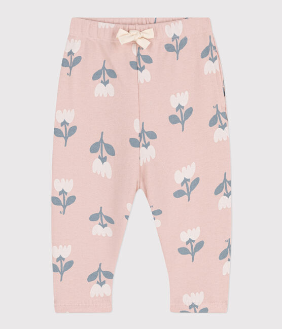Pantalón estampado de muletón para bebé rosa SALINE/blanco MULTICO