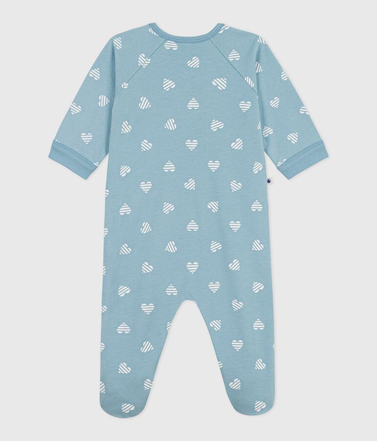 Pijama de mulet&oacute;n cepillado con estampado de corazones para beb&eacute; verde/blanco