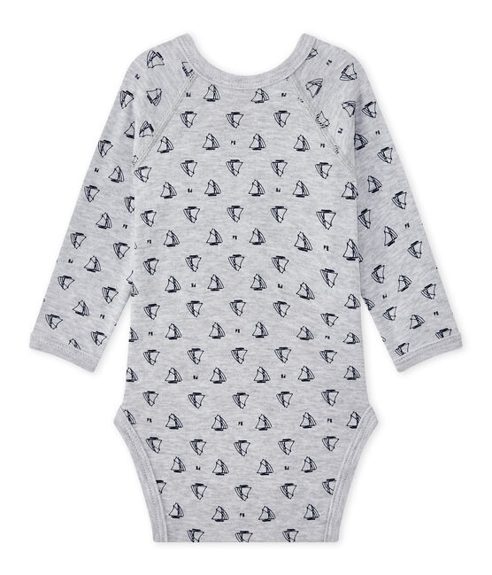 Body de nacimiento de manga larga estampado para bebé niño gris POUSSIERE/azul MEDIEVAL