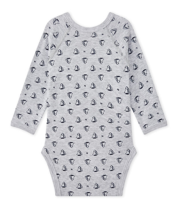Body de nacimiento de manga larga estampado para beb&eacute; ni&ntilde;o gris/azul
