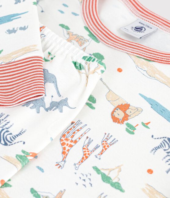 Pijama infantil de algodón con estampado de sabana blanco MARSHMALLOW/blanco MULTICO
