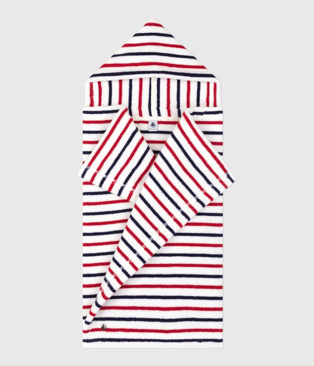 Capa de ba&ntilde;o de rizo a rayas para beb&eacute; blanco/multicolor
