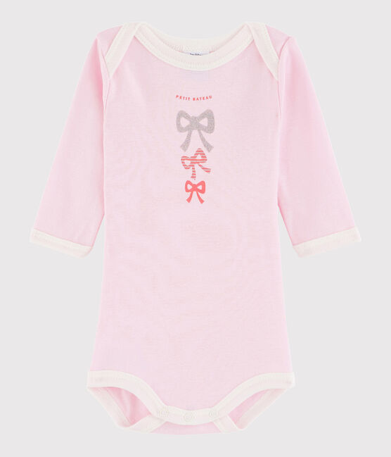 Bodi de manga larga de bebé niña rosa DOLL