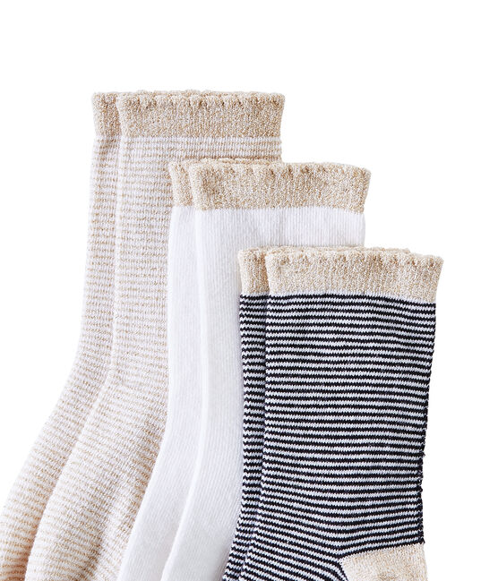 Lote de 3 pares de calcetines para niña blanco LOT
