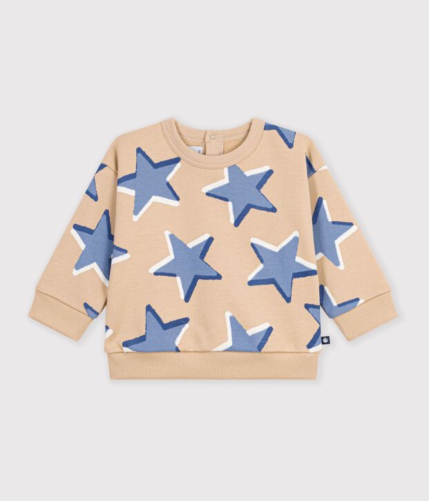 Sudadera de algod&oacute;n con estampado de corazones para beb&eacute; beige/multicolor