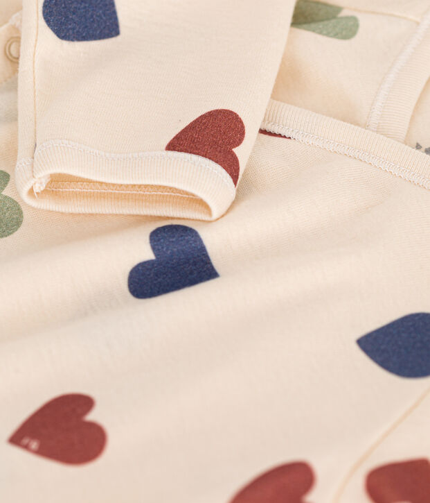 Pijama de algod&oacute;n con corazones para beb&eacute; crudo/multicolor