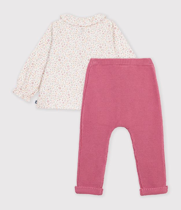 Conjunto de algod&oacute;n con estampado de flor para beb&eacute; multicolor