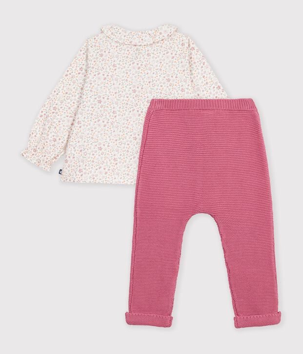 Conjunto de algod&oacute;n con estampado de flor para beb&eacute; multicolor