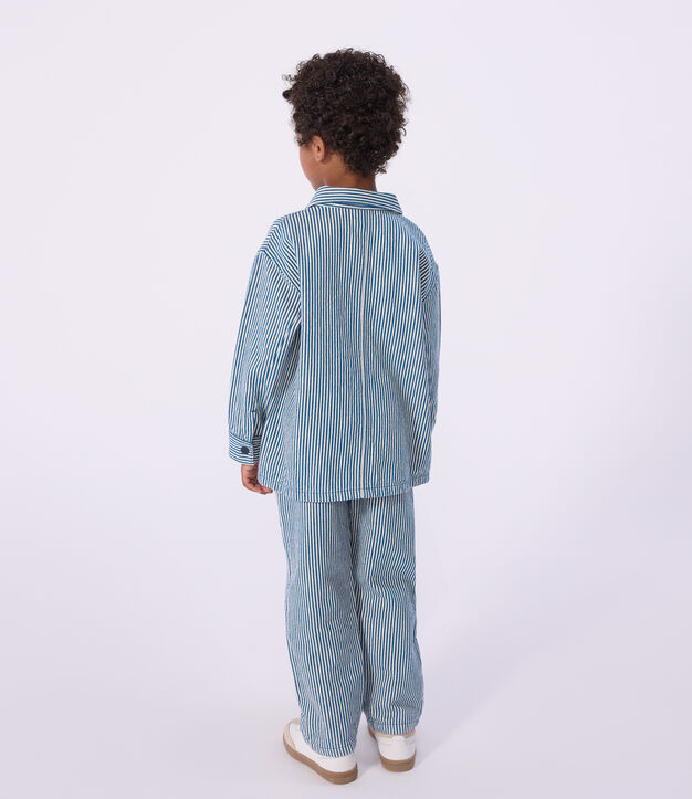 Chaqueta infantil de algod&oacute;n a rayas azul/blanco