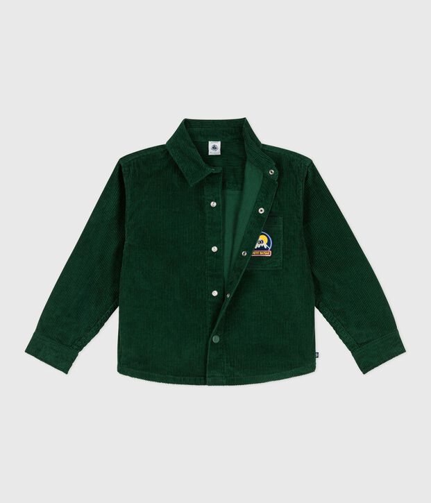 Camisa infantil lisa de pana verde