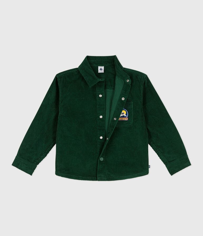 Camisa infantil lisa de pana verde