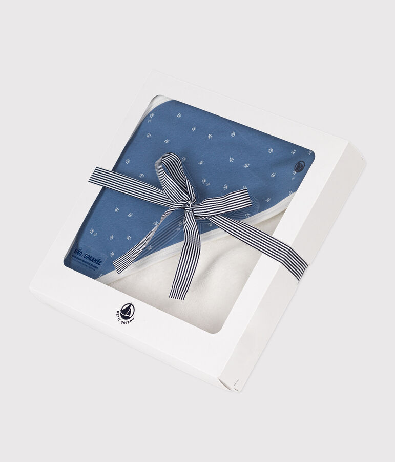 Capa de ba&ntilde;o de algod&oacute;n azul/blanco