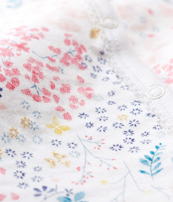 Pijama sin pies de ecológico con forro para bebé blanco MARSHMALLOW/rosa MINOIS/ MULTICO CN