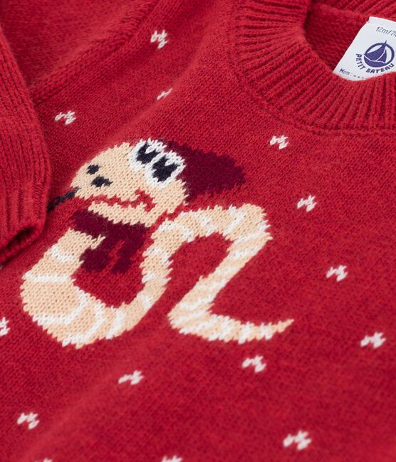 Jersey de punto tricotado de lana y algodón para bebé rojo CORRIDA
