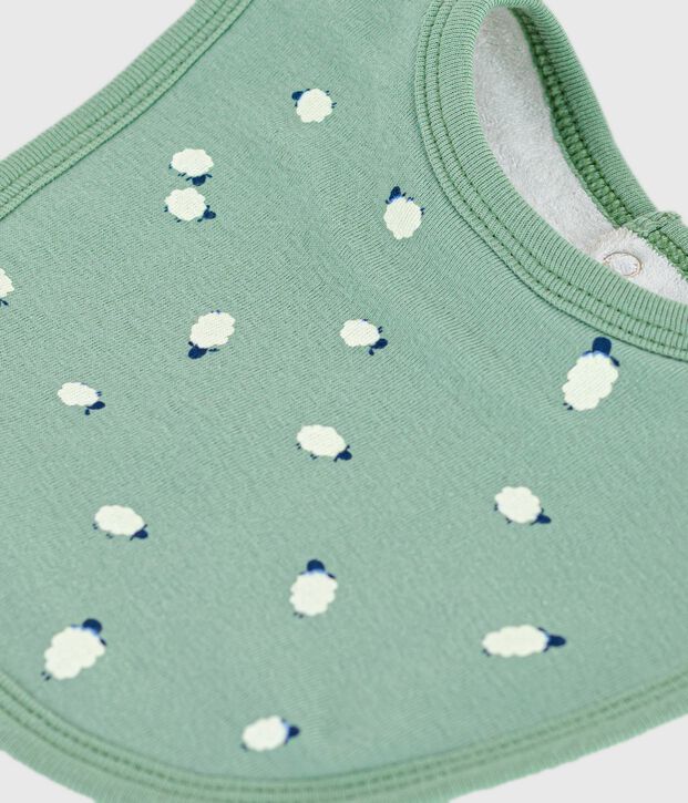Babero de algod&oacute;n estampado para reci&eacute;n nacido verde/multicolor