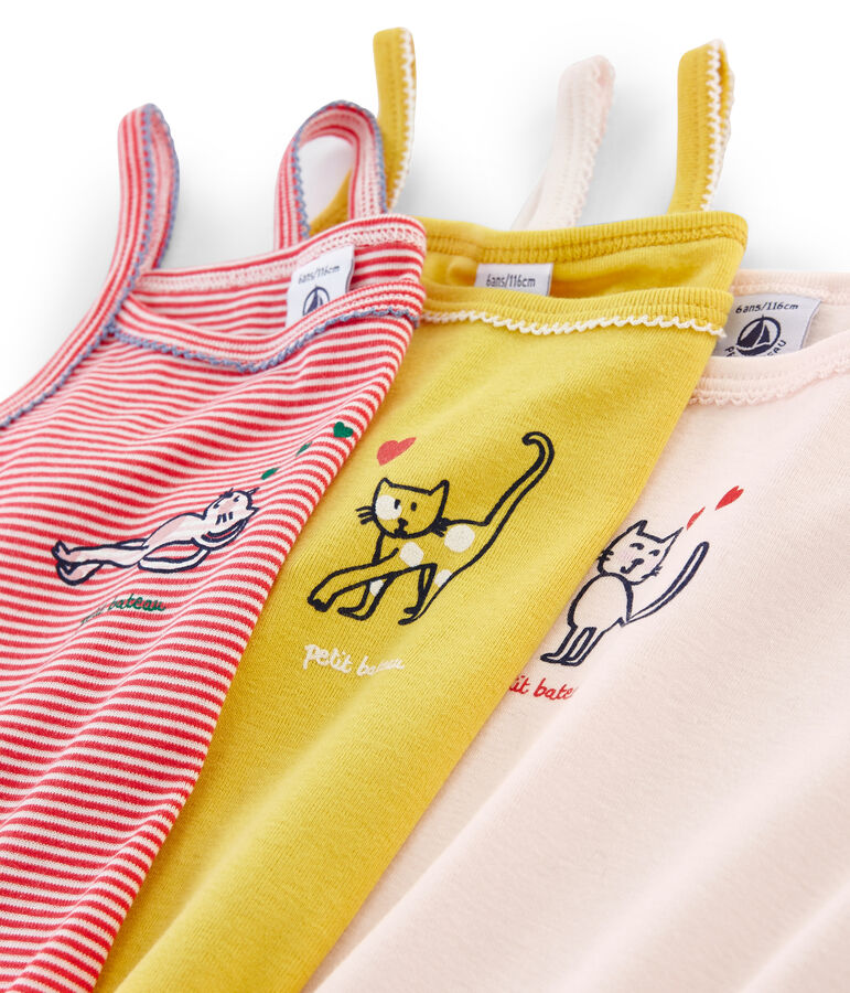 Tr&iacute;o de camisas de tirantes para ni&ntilde;a multicolor