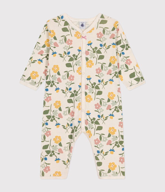 Pijama sin pies de algodón con estampado de un motivo de flores para bebé blanco AVALANCHE/ MULTICO