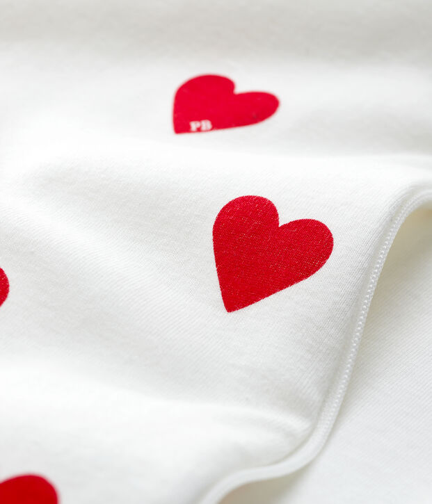 SACO  DE ALGOD&Oacute;N DE BEB&Eacute; CON CORAZONES TOG 2 blanco/rojo