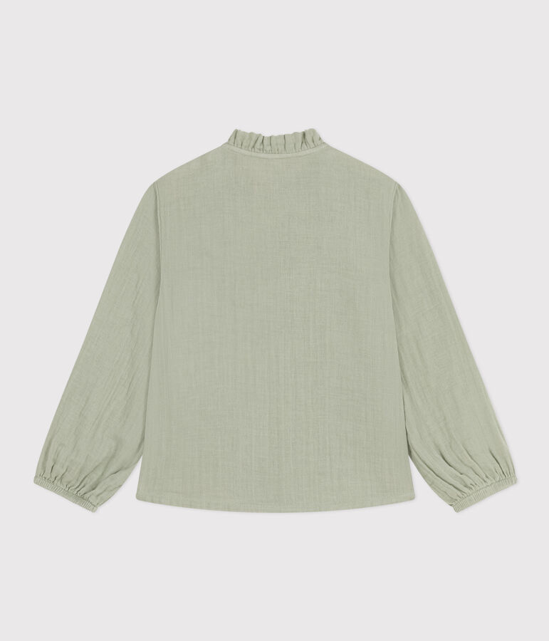 Blusa de gasa de algod&oacute;n para ni&ntilde;a verde