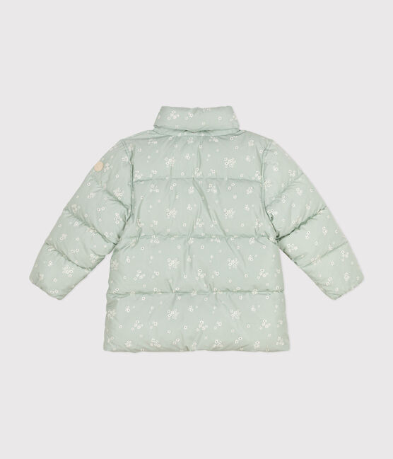 Plumífero con capucha plegable para niña verde HERBIER/blanco MULTICO