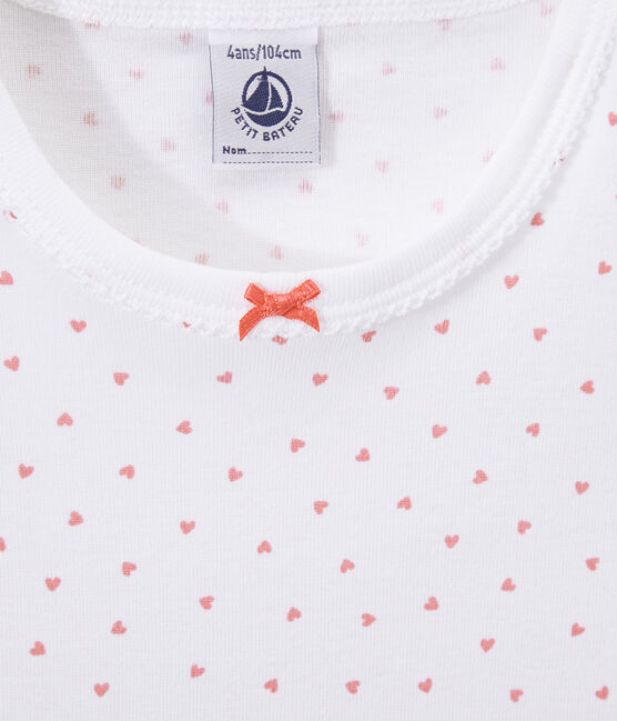 Camisón con corazones estampados para niña blanco ECUME/rosa ROSE