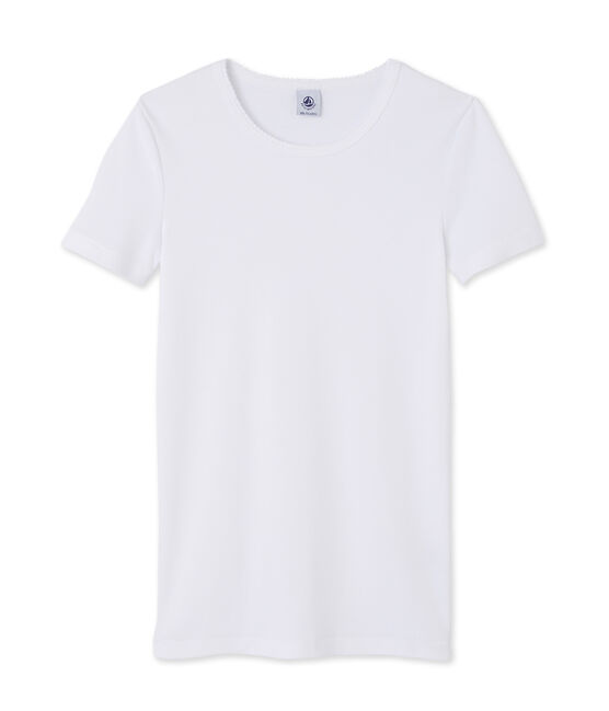 Camiseta manga corta lisa para mujer blanco ECUME