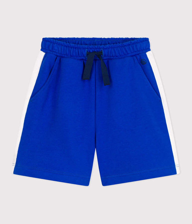 Bermudas cortas infantiles de algod&oacute;n liso azul