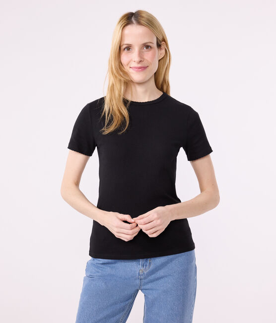 Camiseta L'ICONIQUE de algodón de punto «cocotte» para mujer negro BLACK