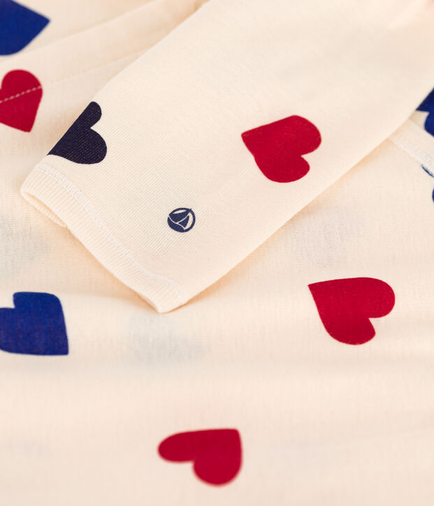 Pijama de algod&oacute;n con coraz&oacute;n para beb&eacute; crudo/multicolor