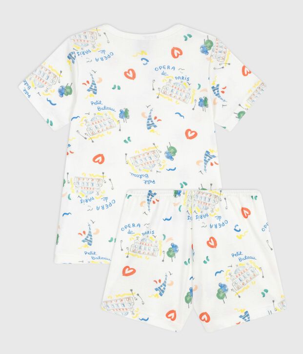 Pijama corto infantil de algod&oacute;n con estampado &Oacute;pera blanco/multicolor