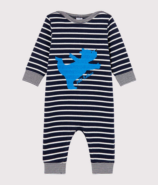 Mono largo con rayas marineras para bebé niño azul SMOKING/blanco MARSHMALLOW