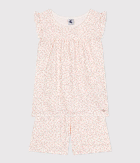 Pijama corto infantil de algodón con estampado de flores MARSHMALLOW/ PANTY