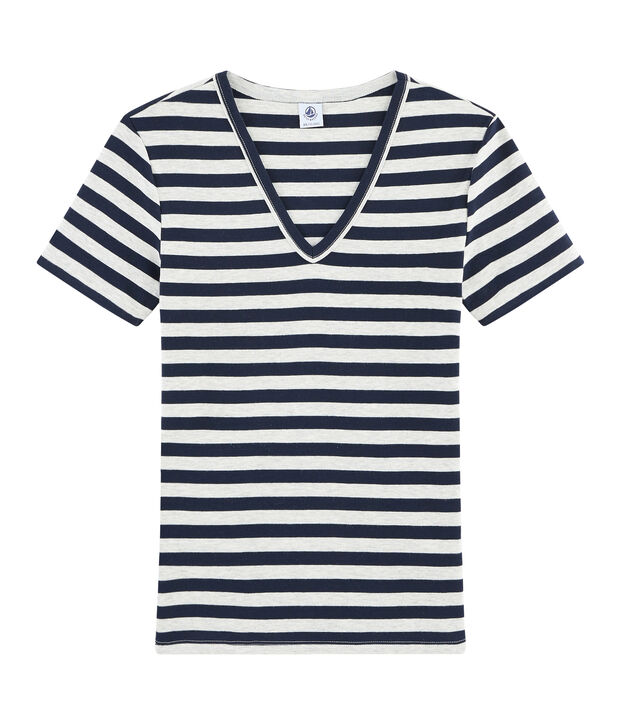 Camiseta ic&oacute;nica para mujer azul/gris