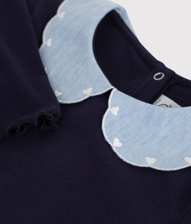 Vestido infantil de manga larga de dos materiales con algod&oacute;n SOIR