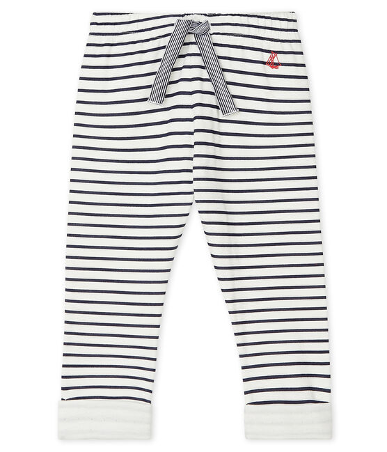 Pantalón de tejido túbico estampado para bebé blanco MARSHMALLOW/azul SMOKING