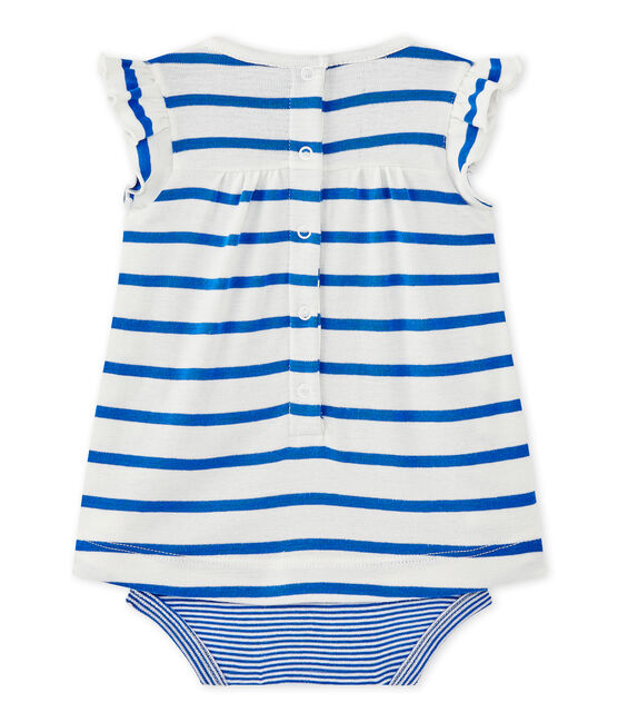 Vestido body de bebé niña de rayas blanco MARSHMALLOW/azul PERSE