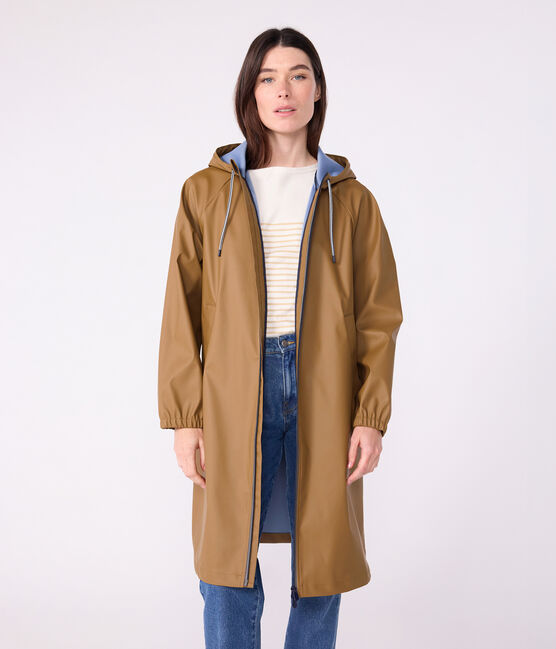 Chubasquero largo y bicolor para mujer marron ROCHE