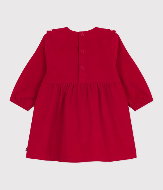 Vestido liso de pana de manga larga para bebé rojo TERKUIT