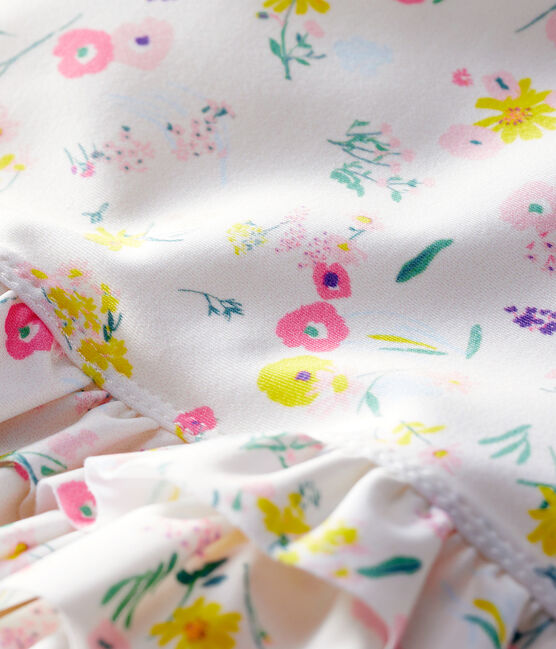 Traje de baño de 1 pieza ecorresponsable para bebé niña blanco MARSHMALLOW/blanco MULTICO
