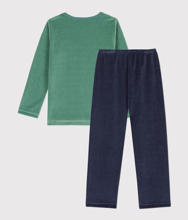 Pijama de terciopelo para ni&ntilde;o verde/multicolor