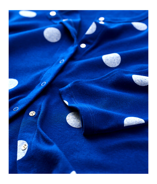 Rebeca de algod&oacute;n/lino estampada de mujer azul/blanco